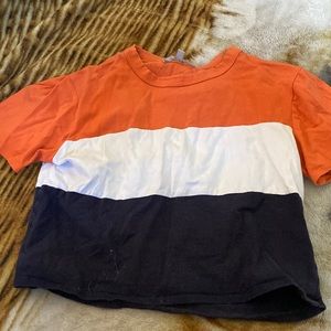 Gaze orange white and navy blue crop top